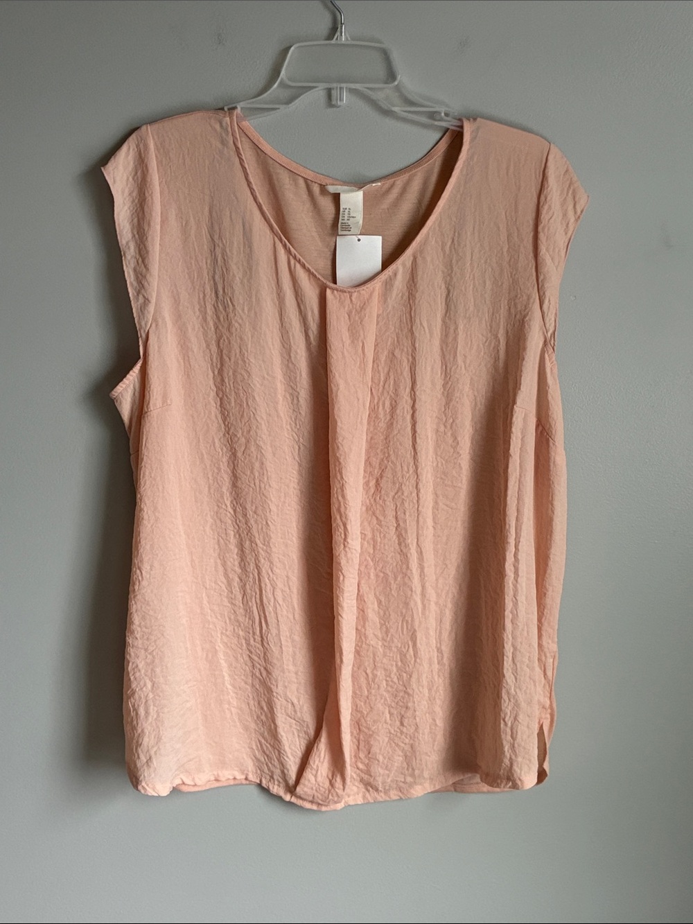 H&M Soft Peach Cap-Sleeve V-Neck Blouse